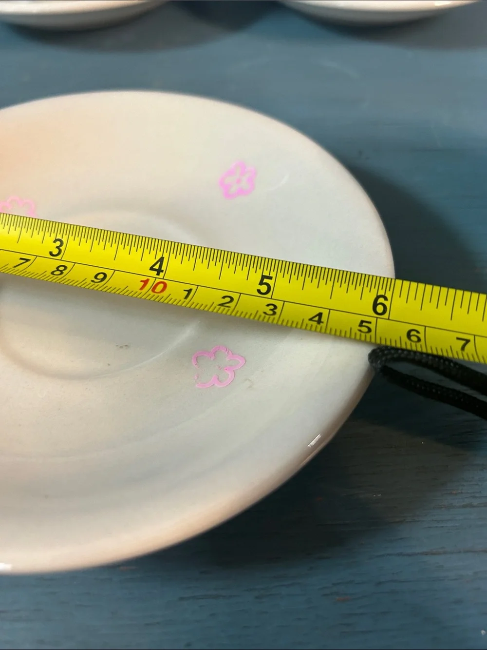 CAC Classic White Ceramic Teacups and Saucer Set - 3 Pieces | Pink Floral Detail